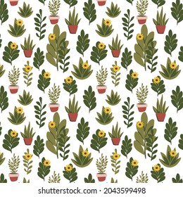 Garden plants floral seamless vector pattern