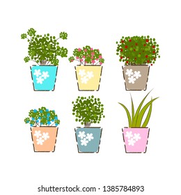 garden plants flowers seeds set vector