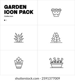 Garden Plants Icons - Vector Icons. Editable Stroke. Vector Graphic