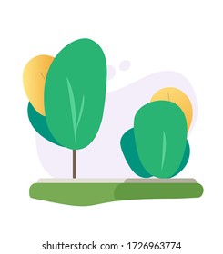 Gartenpflanzen oder Baumvektorikon mit abstraktem Strauchbusch hinterlässt flache Zeichentrickdarstellung