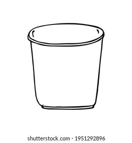 Garden plastic bucket in doodle style. Gardening. Template for postcard, banner, poster, web design. Hand Drawn vector illustration.