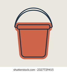 Garden plastic bucket isolated vector icon. Graph symbol for agriculture, garden and plants web site and apps design, logo, app, UI