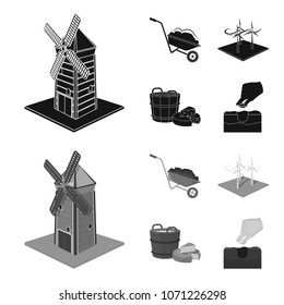 Garden, plot, ecology and other web icon in black,monochrom style. Drink, liquid, farm icons in set collection.