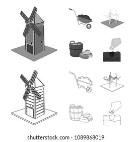 Garden, plot, ecology and other web icon in outline,monochrome style. Drink, liquid, farm icons in set collection.