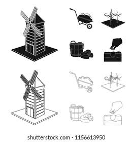 Garden, plot, ecology and other web icon in black,outline style. Drink, liquid, farm icons in set collection.