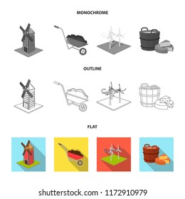 Garden, plot, ecology and other web icon in flat,outline,monochrome style. Drink, liquid, farm icons in set collection.