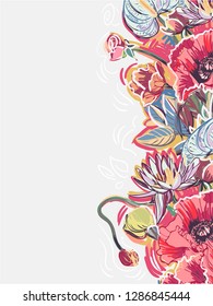 garden poppies flower vector background