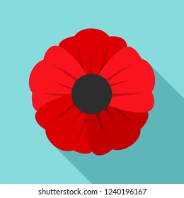 Garden poppy flower icon. Flat illustration of garden poppy flower vector icon for web design