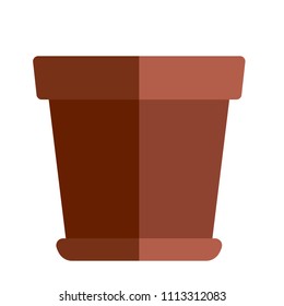 Garden pot for flowers, plants vector icon, flat style. 
