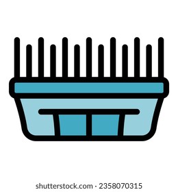 Garden pot grass icon outline vector. Window plant. House summer color flat