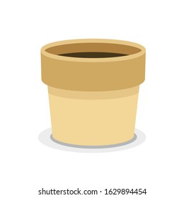 Garden pot isolated on white. Gardening equipment. Round and square pot and containers. EPS 10. Vector