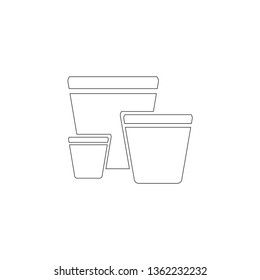 garden pots. simple flat vector icon illustration. outline line symbol - editable stroke