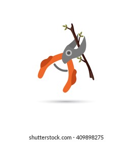 Garden pruner color icon
