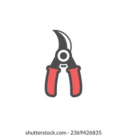 Garden pruner colorful vector icon, garden tool, equipment and accessory