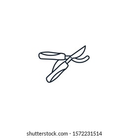Garden pruner creative icon. line simple illustration. From gardening icons collection. Isolated Garden pruner sign on white background