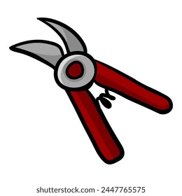 Garden Pruner Doodle Icon. Single Cartoon Illustration