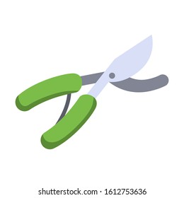 garden pruner flat vector color icon