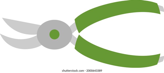 Garden pruner with green handles isolated on white background