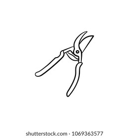 Icono del doodle dibujado a mano con el borde del borde del jardín. Ilustración de boceto vectorial Pruner para impresión, web, móviles e infografías aisladas en fondo blanco.
