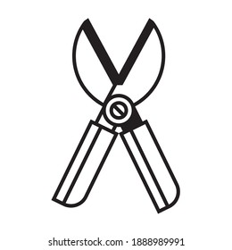 Garden pruner icon in line art design. Plant secateurs or gardening scissors illustration.