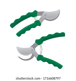 Garden pruner or secateurs isolated on white background. Vector illustration of garden tools.