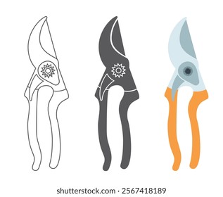 Garden Pruning Shears Icon set