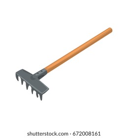 Garden rake, agriculture tool cartoon vector Illustration