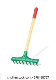 Garden rake Agriculture tool. Ground Cultivator. Housekeeping equipment. Isolated white background. Eps10 vector illustration.