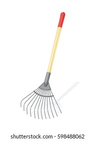 Garden rake Agriculture tool. Ground Cultivator. Housekeeping equipment. Isolated white background. Eps10 vector illustration.