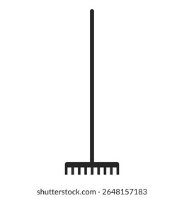 Garden rake with flat head for gardening in vector icon