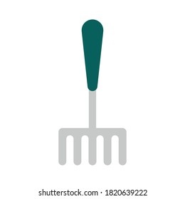 diseño de iconos de estilo plano de rastrillo de jardín, plantación de jardinería y tema de naturaleza Ilustración vectorial