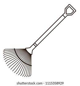 Garden rake, forks vector icon, line art style.