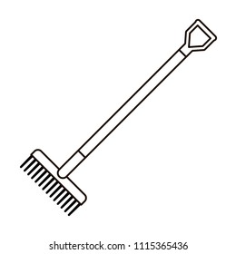 Garden rake, forks vector icon, line art style.