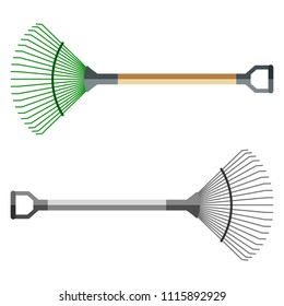 Garden rake, forks vector icon, flat style.
