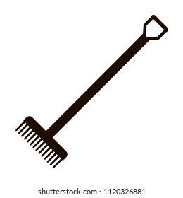 Garden rake, forks vector icon, silhouette.