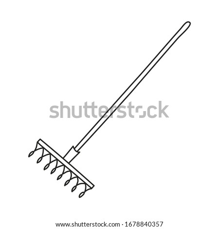 Garden rake. Hand drawn simple vector icon.