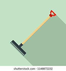 Garden rake icon. Flat illustration of garden rake vector icon for web design
