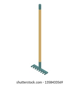 Garden rake icon. Isometric of garden rake vector icon for web design isolated on white background