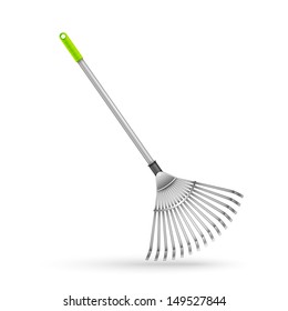 Garden rake, isolated on white background. Vector illustration.