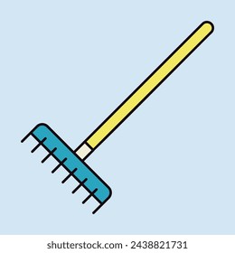 Garden rake isolated vector icon. Graph symbol for agriculture, garden and plants web site and apps design, logo, app, UI