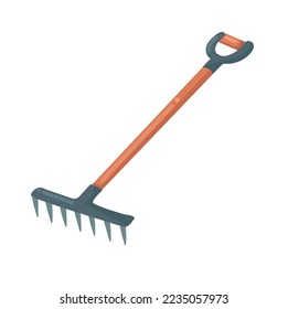 Garden rake isolated vector illustration