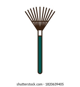 garden rake line and fill style icon design, Gardening planting and nature theme Vector illustration