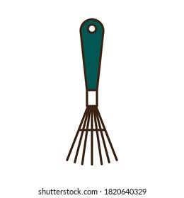 Gartenrake-Linie und Füllstil-Icon-Design, Gartenpflanzung und Naturthema Vektorgrafik