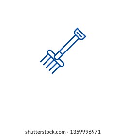 Garden rake line icon concept. Garden rake flat  vector symbol, sign, outline illustration.