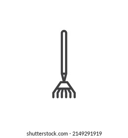 Icono de línea de rastrillo de jardín. signo de estilo lineal para concepto móvil y diseño web. Icono vectorial de contorno de trazos de hoja. Símbolo, ilustración del logotipo. Gráficos vectoriales