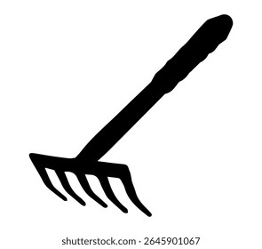 Garden Rake silhouette icon. Vector image.