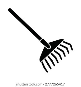 Garden rake silhouette on a white background