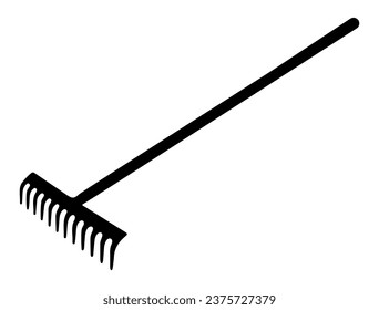 Garden rake silhouette vector art white background