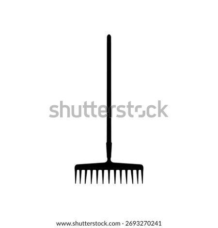 Garden rake silhouette vector flat illustration design.