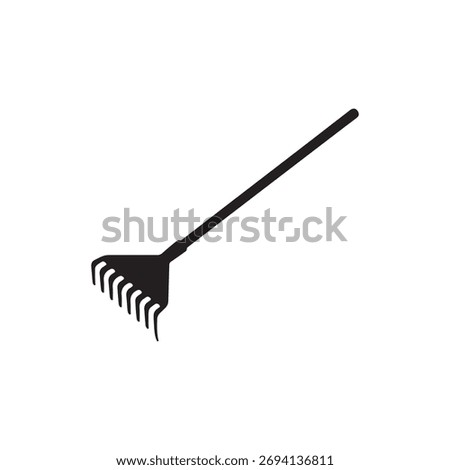 Garden rake silhouette vector flat illustration design on white background